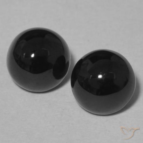 Paire Onyx Tour 5,6mm - Poids total 2,21 ct / moyenne 1,11 ct chaque, pierre gemme naturelle , couleur Noire avec pureté Opaque , dureté Mohs 6.5 à 7 convient aux bijoux de tous les jours, pierre de sagesse, Photo A