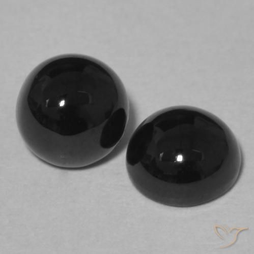 2.21 ctw Black Onyx Stones, Natural Onyx in Round Cabochon Shape for Sale