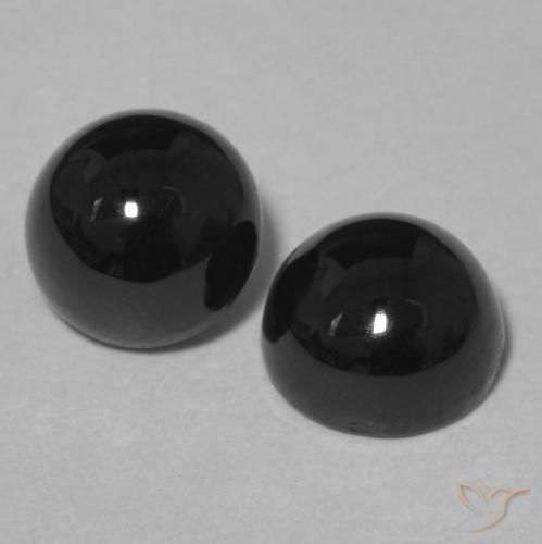 2.24 ctw Black Onyx Stones, Natural Onyx in Round Cabochon Shape for Sale