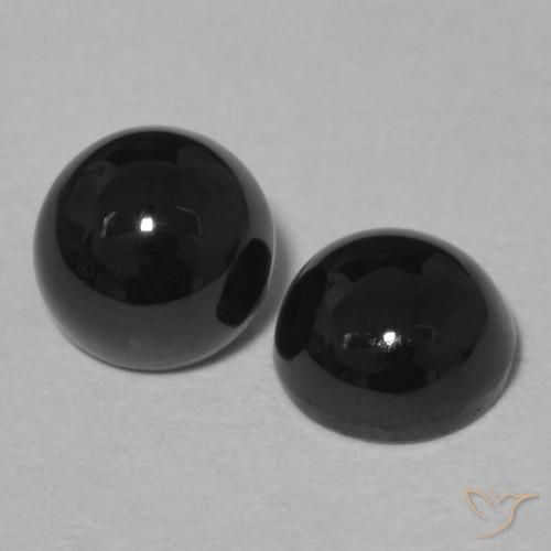 2.13 ctw Black Onyx Stones, Natural Onyx in Round Cabochon Shape for Sale