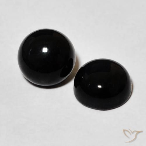2.74 ctw Black Onyx Stones, Natural Onyx in Round Cabochon Shape for Sale