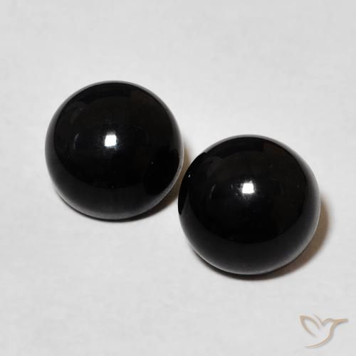 Ónix Circular a juego de 2 piezas en tamaño 6,8mm, peso 2,64 ct en total / promedio. 1,32 ct cada uno, Negro en claridad Opaco, piedra preciosa natural , dureza de Mohs 6.5 - 7 Adecuado para joyas de uso diario, Photo A