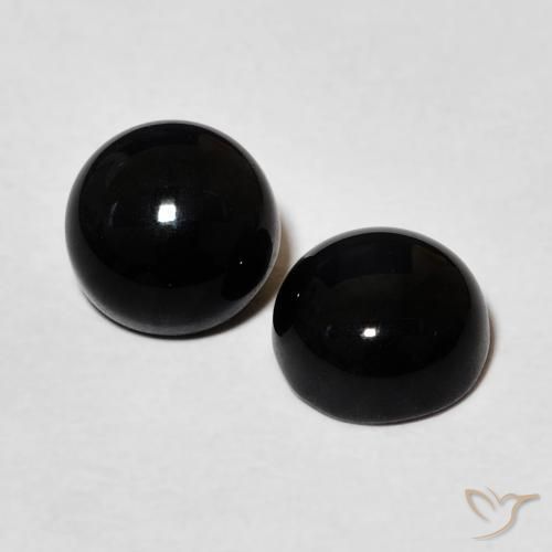 2.64 ctw Black Onyx Stones, Natural Onyx in Round Cabochon Shape for Sale
