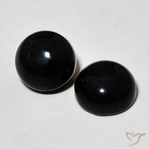 3.11 ctw Black Onyx Stones, Natural Onyx in Round Cabochon Shape for Sale