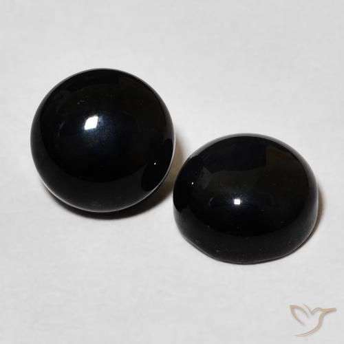 3.36 ctw Black Onyx Stones, Natural Onyx in Round Cabochon Shape for Sale