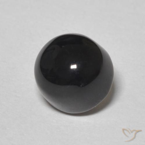1.43 ct Black Onyx Stone, Natural Onyx in Round Cabochon Shape for Sale