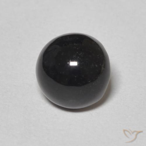 1.12 ct Black Onyx Stone, Natural Onyx in Round Cabochon Shape for Sale