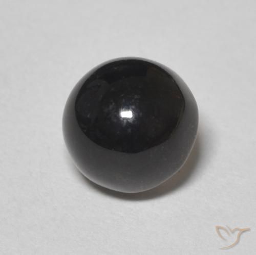 1.24 ct Black Onyx Stone, Natural Onyx in Round Cabochon Shape for Sale