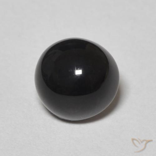 1.31 ct Black Onyx Stone, Natural Onyx in Round Cabochon Shape for Sale