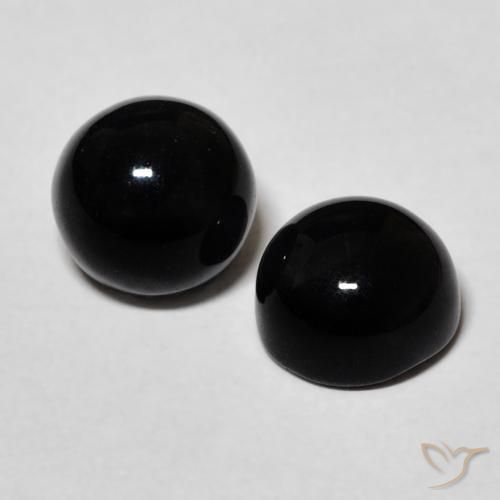 2.58 ctw Black Onyx Stones, Natural Onyx in Round Cabochon Shape for Sale