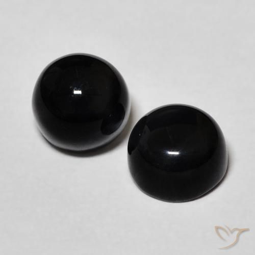 2.43 ctw Black Onyx Stones, Natural Onyx in Round Cabochon Shape for Sale