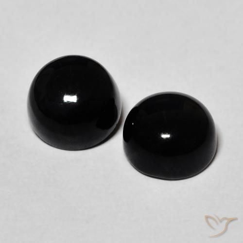 3.20 ctw Black Onyx Stones, Natural Onyx in Round Cabochon Shape for Sale