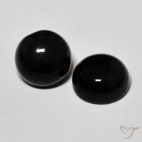 2.58 ctw Black Onyx Stones, Natural Onyx in Round Cabochon Shape for Sale