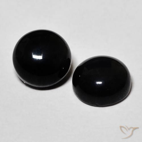 2.94 ctw Black Onyx Stones, Natural Onyx in Round Cabochon Shape for Sale