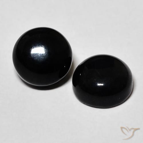 3.17 ctw Black Onyx Stones, Natural Onyx in Round Cabochon Shape for Sale