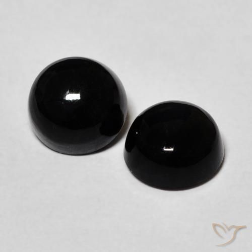2.61 ctw Black Onyx Stones, Natural Onyx in Round Cabochon Shape for Sale
