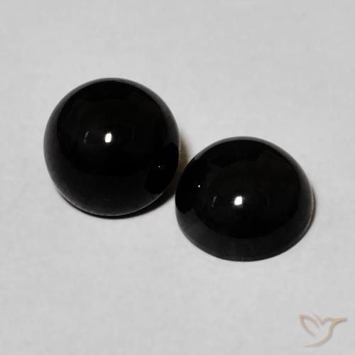 2.04 ctw Black Onyx Stones, Natural Onyx in Round Cabochon Shape for Sale