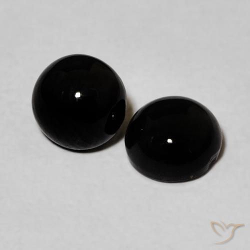 1.70 ctw Black Onyx Stones, Natural Onyx in Round Cabochon Shape for Sale