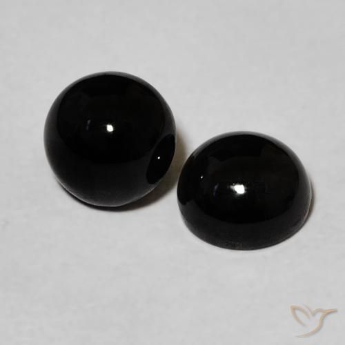 2.20 ctw Black Onyx Stones, Natural Onyx in Round Cabochon Shape for Sale