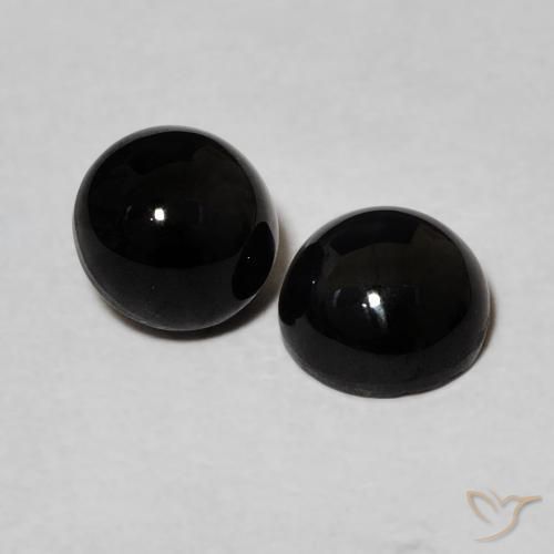 2.05 ctw Black Onyx Stones, Natural Onyx in Round Cabochon Shape for Sale