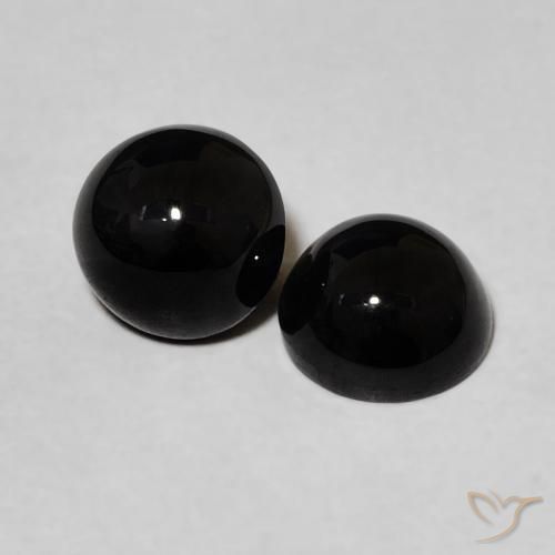 2.10 ctw Black Onyx Stones, Natural Onyx in Round Cabochon Shape for Sale
