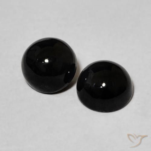 1.98 ctw Black Onyx Stones, Natural Onyx in Round Cabochon Shape for Sale