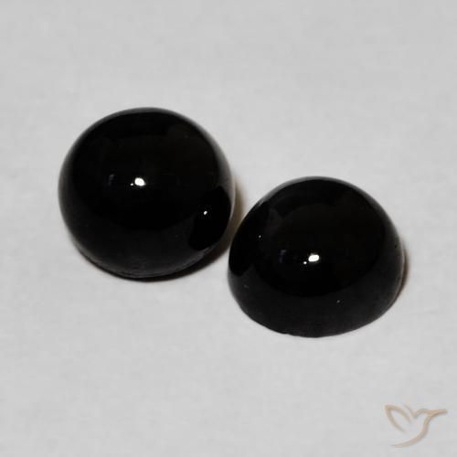 2.19 ctw Black Onyx Stones, Natural Onyx in Round Cabochon Shape for Sale