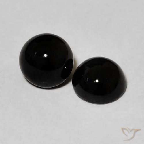 1.96 ctw Black Onyx Stones, Natural Onyx in Round Cabochon Shape for Sale