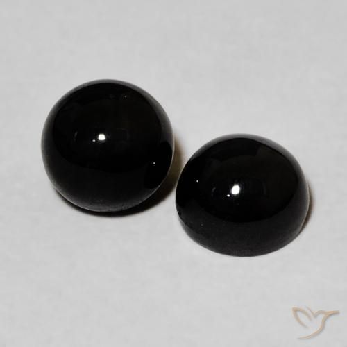 2.33 ctw Black Onyx Stones, Natural Onyx in Round Cabochon Shape for Sale