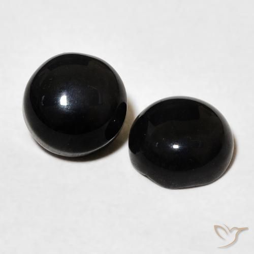 3.07 ctw Black Onyx Stones, Natural Onyx in Round Cabochon Shape for Sale