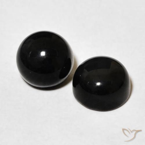 3.22 ctw Black Onyx Stones, Natural Onyx in Round Cabochon Shape for Sale