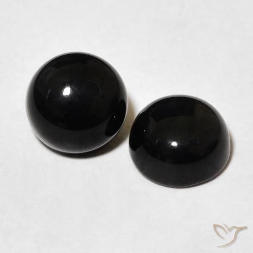 3.11 ctw Black Onyx Stones, Natural Onyx in Round Cabochon Shape for Sale