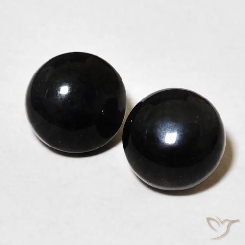 2.96ctw Natural Black Onyx, Round, Opaque