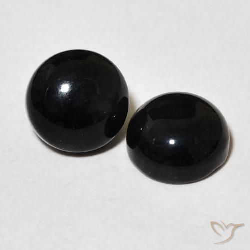 2.96 ctw Black Onyx Stones, Natural Onyx in Round Cabochon Shape for Sale