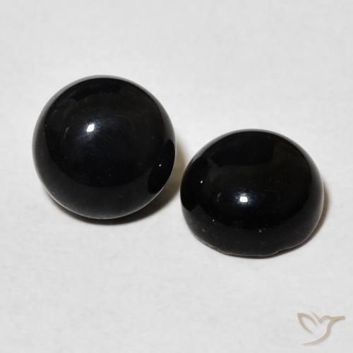 2.90 ctw Black Onyx Stones, Natural Onyx in Round Cabochon Shape for Sale