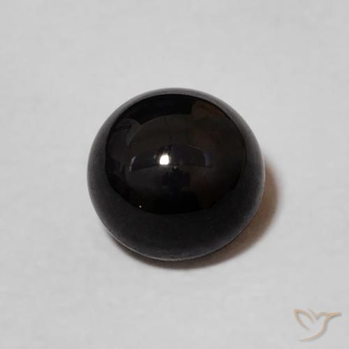 0.99 ct Black Onyx Gemstone, Onyx Gem in Round Cabochon Shape for Sale.