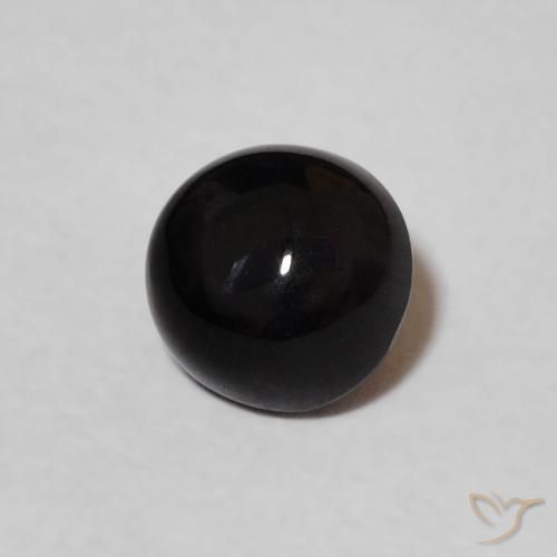 0.60 ct Black Onyx Stone, Natural Onyx in Round Cabochon Shape for Sale