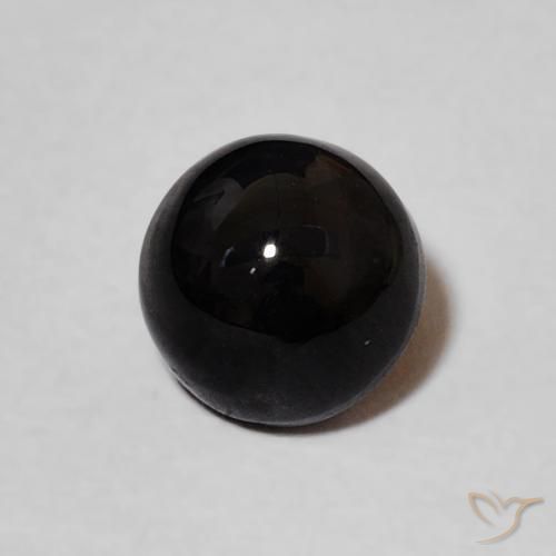 1.23 ct Black Onyx Stone, Natural Onyx in Round Cabochon Shape for Sale