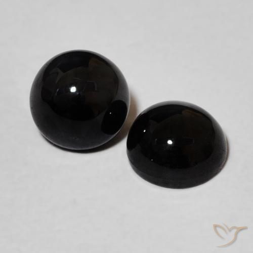 1.96 ctw Black Onyx Stones, Natural Onyx in Round Cabochon Shape for Sale