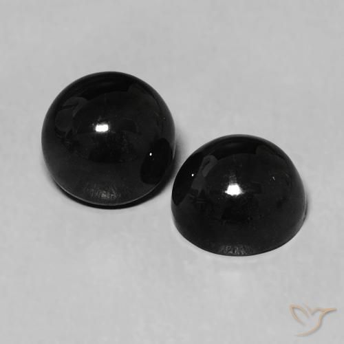 2.32 ctw Black Onyx Stones, Natural Onyx in Round Cabochon Shape for Sale