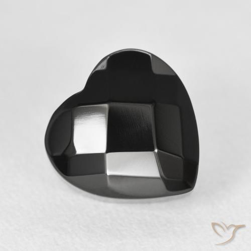 4.40 ct Black Onyx Stone, Natural Onyx in Heart Rose-Cut Shape for Sale