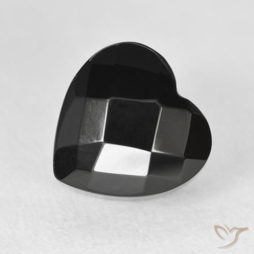 4.46 ct Black Onyx Gemstone, Onyx Gem in Heart Rose-Cut Shape for Sale.