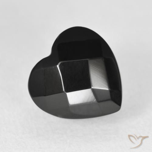 4.46 ct Black Onyx Stone, Natural Onyx in Heart Rose-Cut Shape for Sale