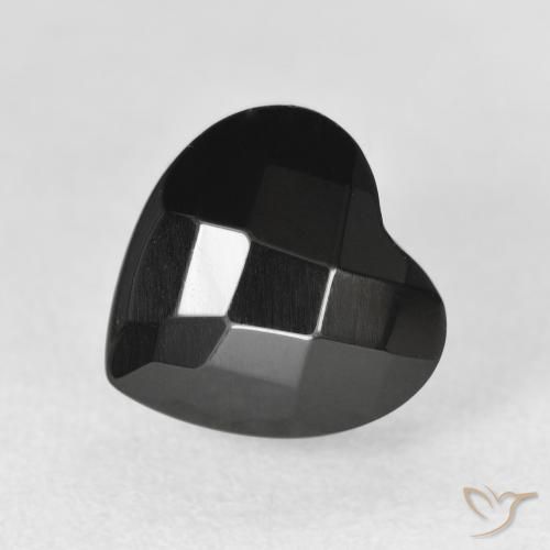 4.46 ct Black Onyx Stone, Natural Onyx in Heart Rose-Cut Shape for Sale
