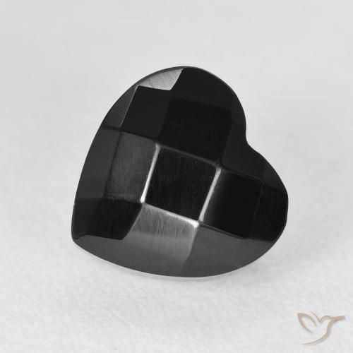 4.12 ct Black Onyx Stone, Natural Onyx in Heart Rose-Cut Shape for Sale