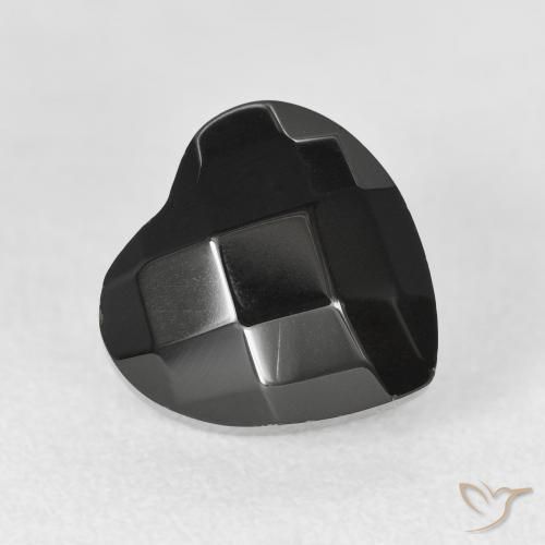 3.90 ct Black Onyx Stone, Natural Onyx in Heart Rose-Cut Shape for Sale