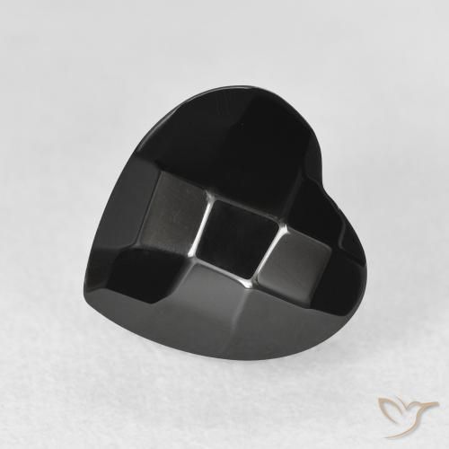 4.14 ct Black Onyx Stone, Natural Onyx in Heart Rose-Cut Shape for Sale