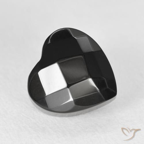 4.33 ct Black Onyx Stone, Natural Onyx in Heart Rose-Cut Shape for Sale