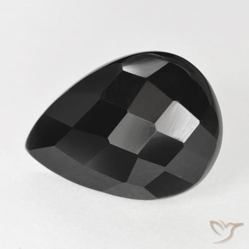 9.19ct Natural Black Onyx, Pear Shape, Opaque