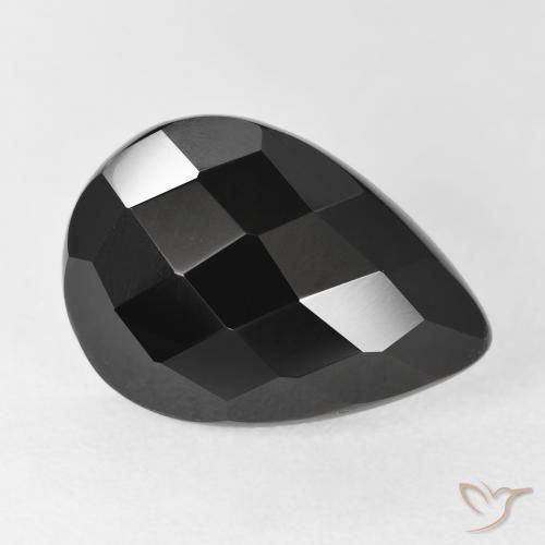 7.67ct Natural Black Onyx, Pear Shape, Opaque